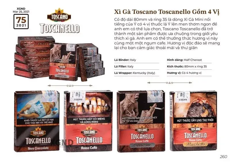 Cigar Mini Toscano Toscanello Rosso Caffe Cappuccino - Xì Gà Sữa Ý Chính Hãng