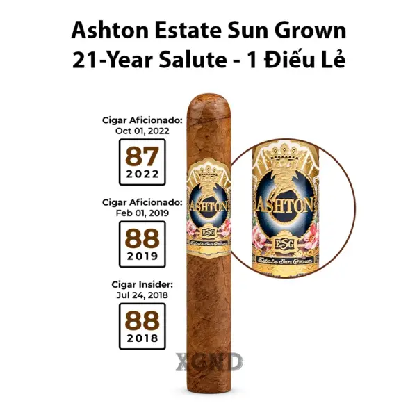 Cigar Ashton Estate Sun Grown ESG 21 Year Salute - Xì Gà Chính Hãng