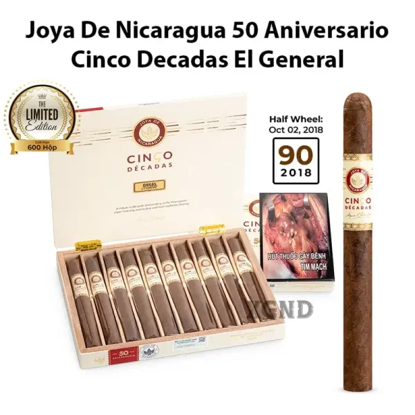 Cigar Joya De Nicaragua Cinco Decadas 50 Aniversario El General - Xì Gà Chính Hãng