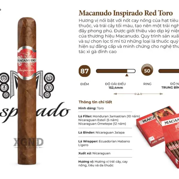 Cigar Macanudo Inspirado Red Toro - Xì Gà Chính Hãng