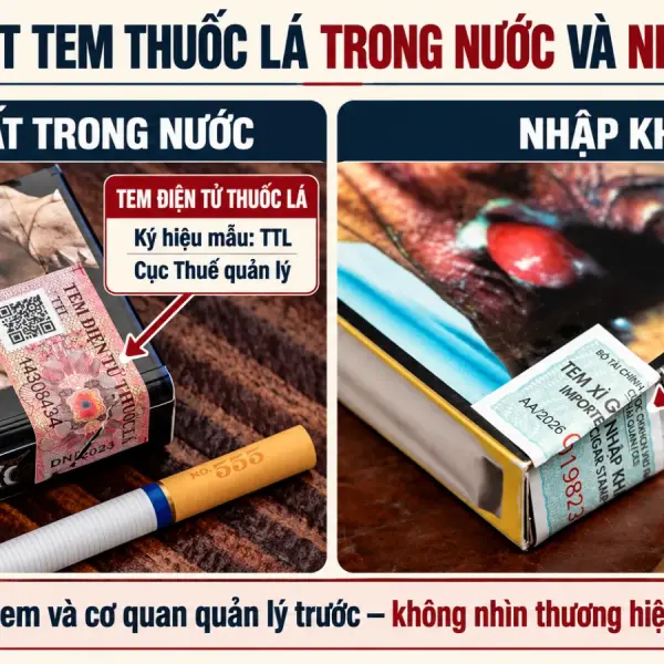 Phân biệt tem xì gà, thuốc lá trong nước và nhập khẩu